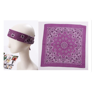 Рекламный фиолетовый Пейсли цветочные печатных хлопок пользовательских большой платок